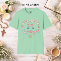 Image 3 of Faith Heart T-Shirt — "Pray, Trust, Watch" Floral Christian Tee