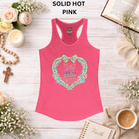 Image 3 of Faith Heart Tank — "Pray, Trust, Watch" Floral Women's Racerback Tank