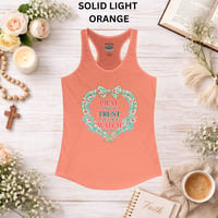 Image 4 of Faith Heart Tank — "Pray, Trust, Watch" Floral Women's Racerback Tank