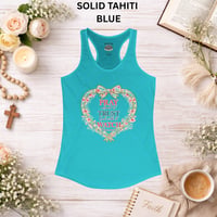 Image 5 of Faith Heart Tank — "Pray, Trust, Watch" Floral Women's Racerback Tank