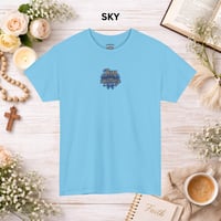 Image 6 of Joy Comes In The Morning Tee — Small Chest Bloom Graphic