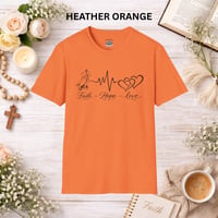 Image 4 of Faith Hope Love Heartbeat T-Shirt — Inspirational Christian Tee