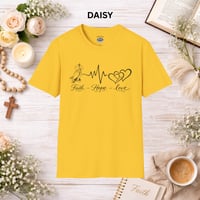 Image 10 of Faith Hope Love Heartbeat T-Shirt — Inspirational Christian Tee