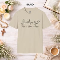 Image 11 of Faith Hope Love Heartbeat T-Shirt — Inspirational Christian Tee