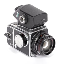 Image 1 of Hasselblad 500C camera w/ Planar 80mm F2.8 C T* lens + A12 Back + Metering Prism