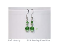 Image 1 of RnJ_CrystalStone_Green Earring  925 SilverWire