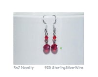 Image 1 of RnJ_CrystalStone_Red Earring 925 SilverWire