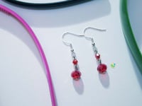Image 2 of RnJ_CrystalStone_Red Earring 925 SilverWire