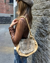 Image 1 of CARAMEL LEATHER AND FUR BAG