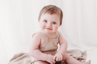 Image 2 of little bow sitter romper - beige 