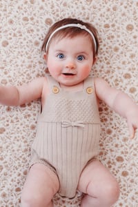 Image 1 of little bow sitter romper - beige 