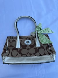 Image 11 of Authentic Preloved Coach Monogram Shoulder Bag with Green Scarf