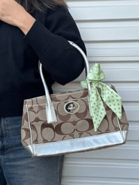 Image 1 of Authentic Preloved Coach Monogram Shoulder Bag with Green Scarf