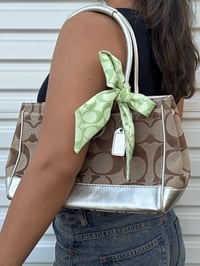 Image 2 of Authentic Preloved Coach Monogram Shoulder Bag with Green Scarf