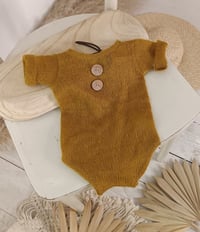 Image 1 of Photo prop | Baby boy bodysuit for photo shoot | Jess | 0-3 months | mustard