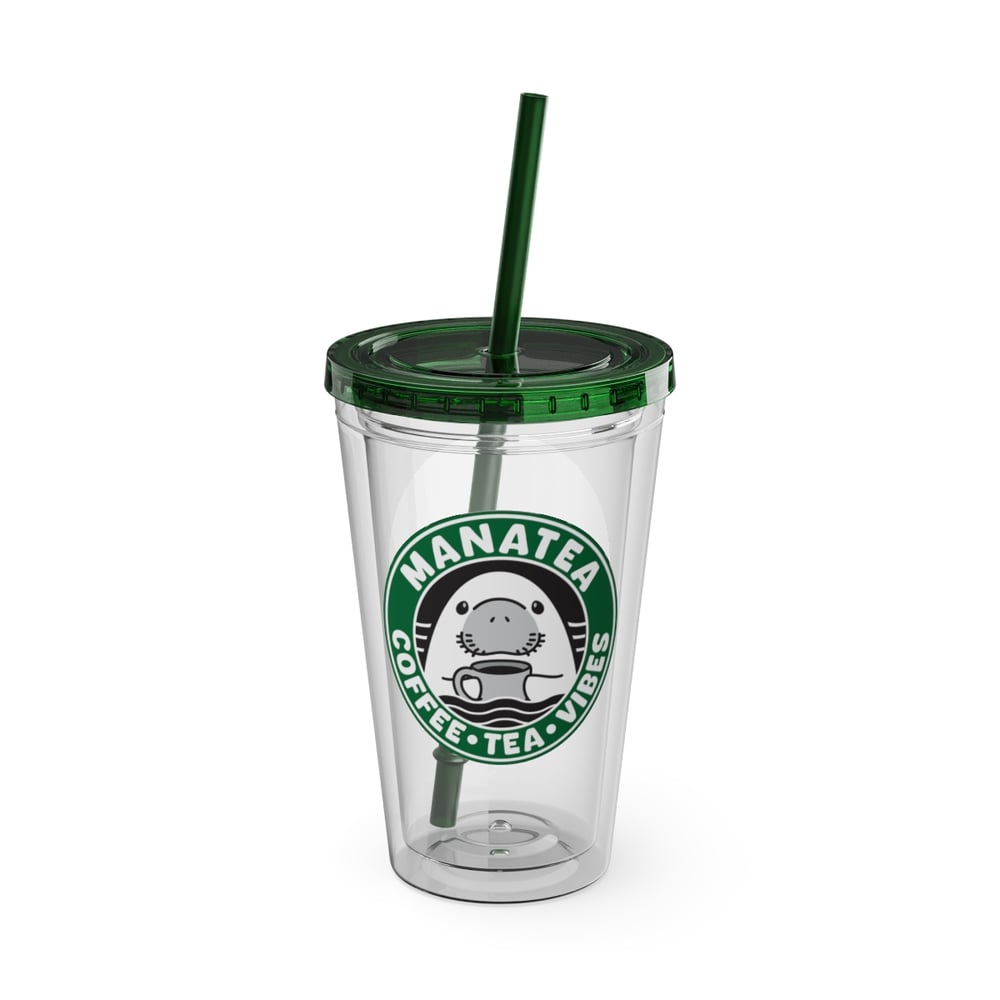 Manatea 16oz Tumbler with Straw — Coffee • Tea • Vibes