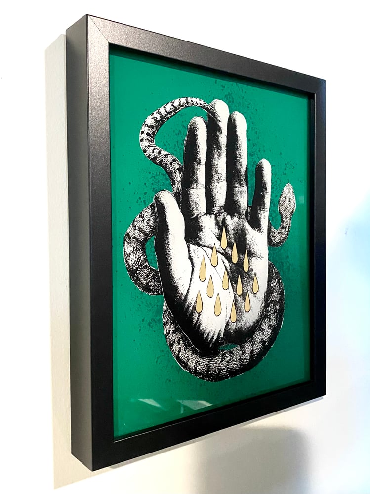 Image of 'snake handler' reverse glass painting