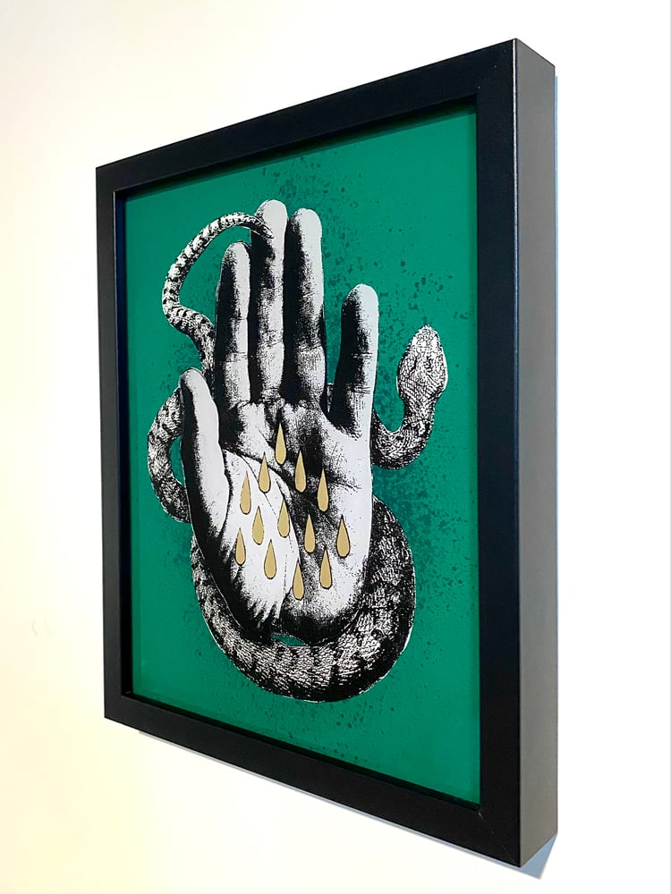 Image of 'snake handler' reverse glass painting