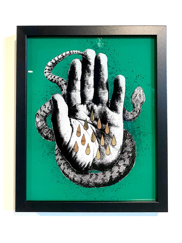 Image of 'snake handler' reverse glass painting
