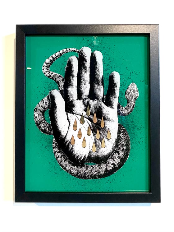 Image of 'snake handler' reverse glass painting