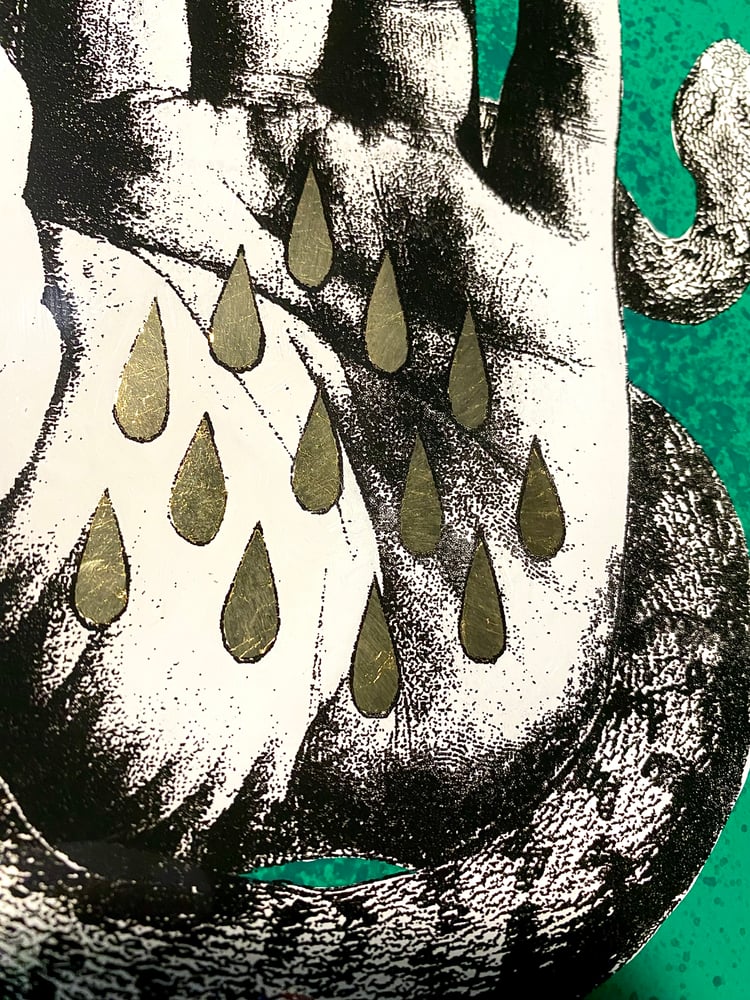 Image of 'snake handler' reverse glass painting