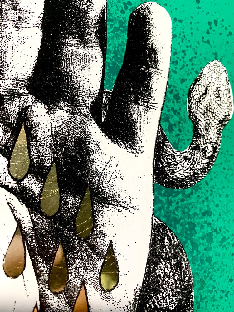 Image of 'snake handler' reverse glass painting