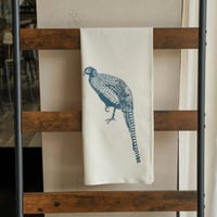 Image 4 of Organic Cotton Pheasant Tea Towel - Blue Print