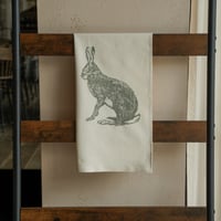 Image 4 of Organic Cotton Hare Tea Towel - Green Print