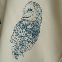 Image 1 of Organic Cotton Barn Owl Tea Towel - Blue Print