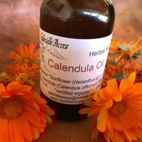 Image 2 of Calendula Infused Oil, Pure and Organic, 2 oz glass bottle with dropper, Small Batch Handmade