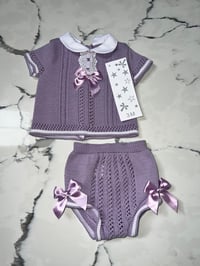 Lilac Girls Bow & Lace Romper Set 