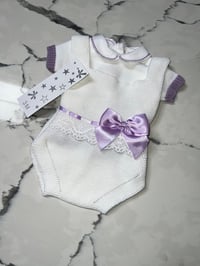 Image 2 of Girls Knitted Romper Bow Set