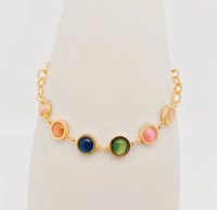 Image 1 of Cat's Eye Stone 18K Gold Plated Bracelet