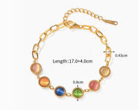 Image 3 of Cat's Eye Stone 18K Gold Plated Bracelet