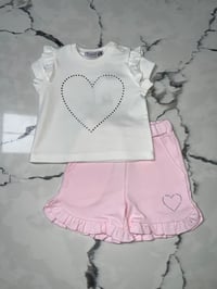 Girls Cotton Top and Short Heart Set