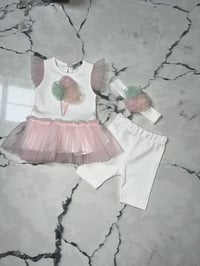 Girls Top and Legging Ice Cream Set with Matching Headband 