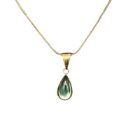 Image 2 of Glass Tear Drop Necklace Stainless Steel 18K Gold Plated