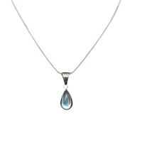 Image 3 of Glass Tear Drop Necklace Stainless Steel 18K Gold Plated