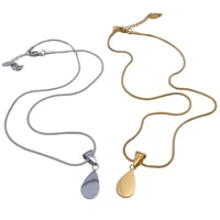 Image 4 of Glass Tear Drop Necklace Stainless Steel 18K Gold Plated
