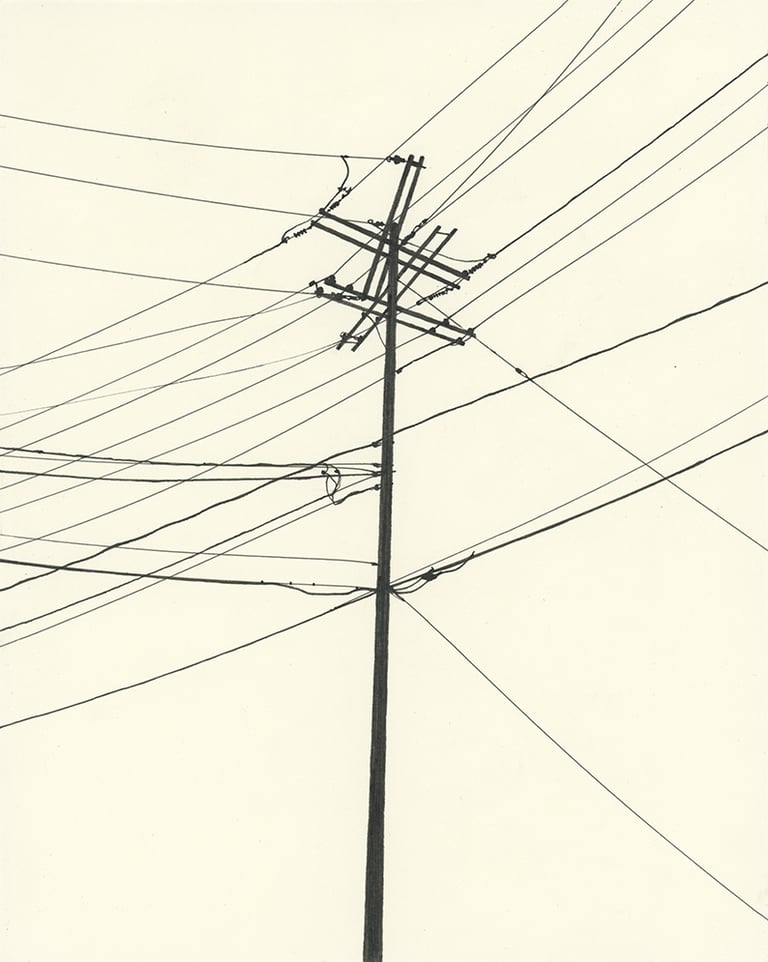 Power Lines Drawing #102 (Detroit, Trumbull St) - ORIGINAL DRAWING