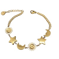 Image 3 of Glossy Sun Moon Bracelet Stainless Steel 18k Gold Plated