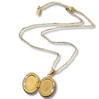 Image 3 of Star Moon Locket Necklace 18k Gold Plated 