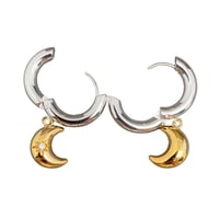 Image 2 of Moon 18K Gold Plated Stainless Steel Hoop Earrings