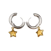 Image 2 of Star 18K Gold Plated Stainless Steel Hoop Earrings