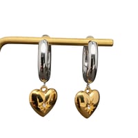 Image 1 of Heart 18K Gold Plated Stainless Steel Hoop Earrings