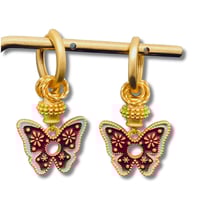 Image 1 of Butterfly Charm Matte 18K Gold Plated Huggie Earrings