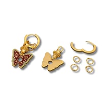 Image 2 of Butterfly Charm Matte 18K Gold Plated Huggie Earrings
