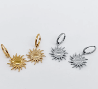 Image 2 of Sun Hoop Earrings | 18K Gold Plated Stainless Steel