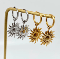 Image 1 of Sun Hoop Earrings | 18K Gold Plated Stainless Steel