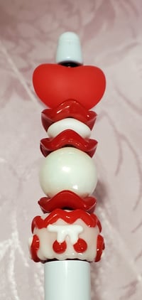 Image 3 of Red and White Heart Beaded Pens